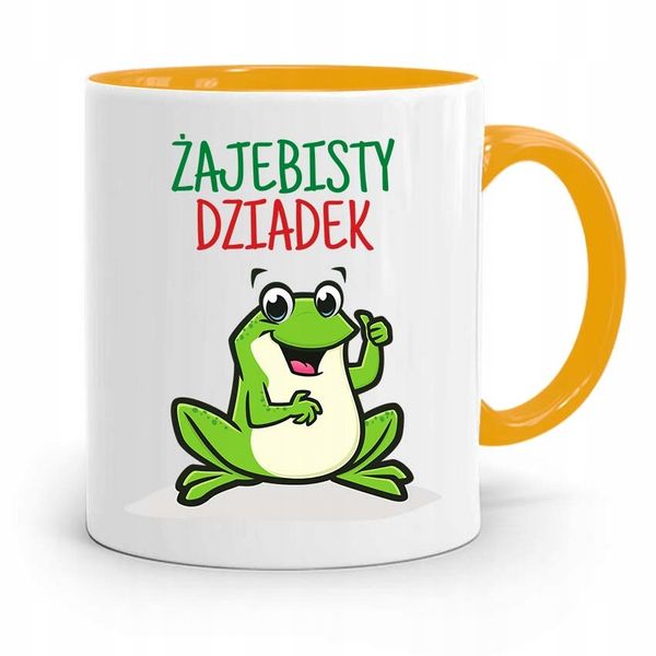 Kubek Żółty Na Dzień Dziadka Żajebisty Dziadek Z Nadrukiem Ze Zdjęciem zdjęcie 1