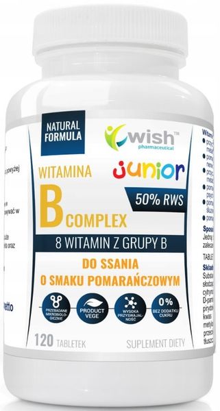 Wish Witamina B Complex Junior 120 tabletek do ssania zdjęcie 1