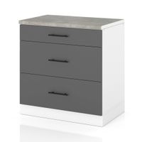 Szafka Kuchenna Stojąca Z Blatem 3 Szuflady 80cm Spremium Szary Mat