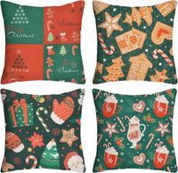 Zestaw 4 Poszewek na Poduszki Świąteczne Boże Narodzenie 45x45 cm Zima