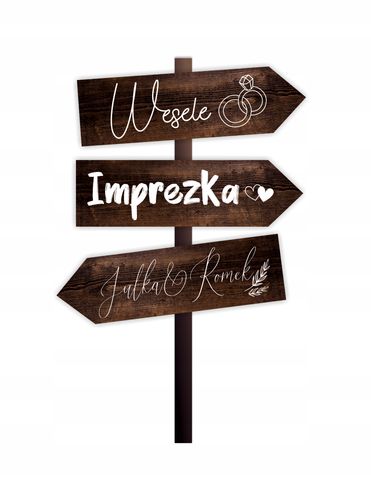 TABLICZKI ślubne STRZAŁKI DROGOWSKAZY WESELE napis na Arena.pl