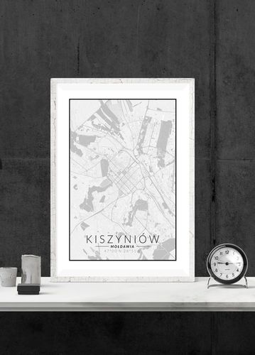 Kiszyniow mapa czarno biała - plakat 20x30 cm na Arena.pl