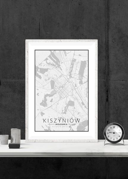 Kiszyniow mapa czarno biała - plakat 20x30 cm zdjęcie 2