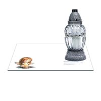 SZKLANA PODSTAWKA POD ZNICZE Z DEDYKACJĄ 25x25cm 554e Aniołek na białym tle