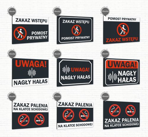 Tabliczka znak informacyjny 30x20 Antracyt NAGŁY HAŁAS Nierdzewna na Arena.pl