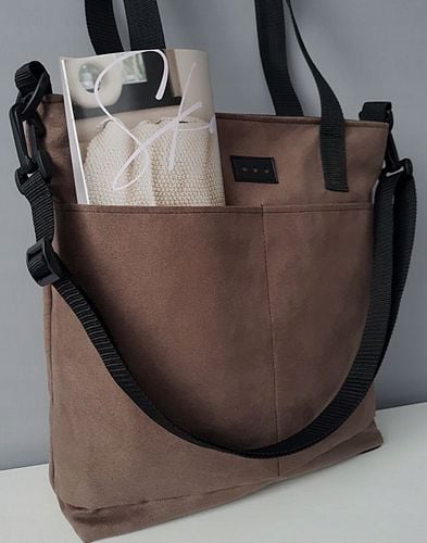 B.D Torebka damska zamszowa shopperka z kieszenią kolory z paskiem na Arena.pl