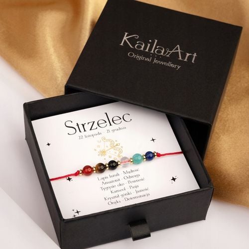 STRZELEC ZNAK ZODIAKU BRANSOLETKA czerwona na sznurku z kamieni naturalnych na Arena.pl