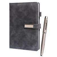 zestaw prezentowy: czarny notes a5 w linie i długopis z czarnym