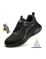Buty męskie robocze SNEAKERSY czarne Oddychające z Noskiem BHP Lekkie r. 44