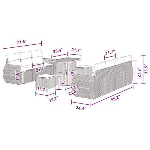 Zestaw Sof na Ogród 10 pcs Czarny polirattan na Arena.pl