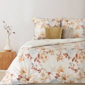 Pościel satynowa NELLY 200x220 kremowa ruda wielokolorowa kwiaty