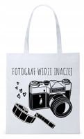 Dla Fotografa Fotografki Torba Eco Biała Shopper Z Nadrukiem Ze Zdjęciem