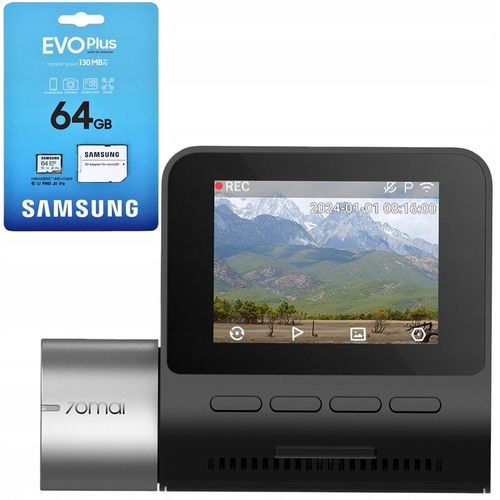 70mai Wideorejestrator A510 Kamera HDR + karta SAMSUNG 64GB EVO+ na Arena.pl