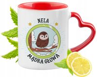 Kubek Czerwony Z Uszkiem W Kształcie Serca Dla Neli Na Prezent