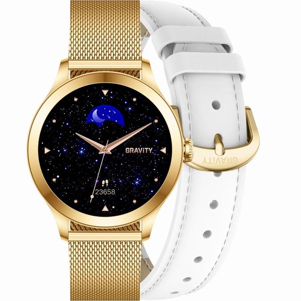 smartwatch gravity biało złoty 2 paski gt25-2 pro zdjęcie 1