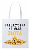 Torba Biała Eco Shopper Dla Tatuażysty Prezent Z Nadrukiem Ze Zdjęciem