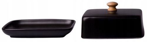 NOWOCZESNA MASELNICZKA MASELNICA POJEMNIK NA MASŁO Z POKRYWKĄ CZARNA+BAMBUS na Arena.pl