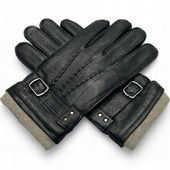 RĘKAWICZKI SKÓRZANE MĘSKIE OCIEPLANE ZIMOWE CZARNE 2009 PRIUS LUX rL