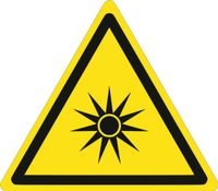 Znak Ostrzeżenie przed promieniowaniem optycznym grawerowana 10x10cm