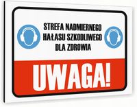 Tabliczka znak informacyjny 30x20 Biała STREFA HAŁASU Dibond NADRUK UV
