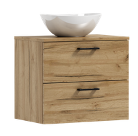 Szafka łazienkowa wisząca LUNA 60 dąb craft złoty z umywalką Eliza B (W1)