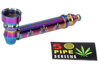 Fajka Fifka Lufka Metalowa 8,5 cm Tęczowa + 5 Sitek