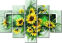 105CM 150CM ZEGAR 5 ELEM SŁONECZNIKI ZIELENI DRUK OBRAZ