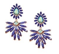 Kobaltowe żywe niebieskie kolczyki duże DŁUGIE efektowne wesele eleganckie