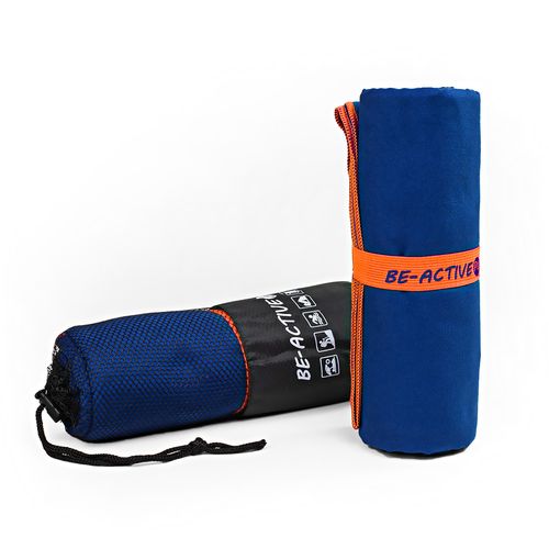 Ręcznik Szybkoschnący Z Mikrofibry 180X100Cm Granatowo-Pomarańczowy na Arena.pl