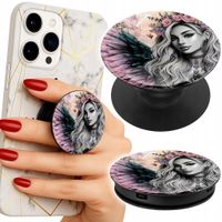 Uchwyt do telefonu Popsocket na palce/stojak KOBIETA KWIATY PIÓRA