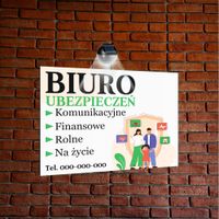nadruk UV TABLICZKA reklamowa z lampą SZYLD dibond 40x30 BIURO UBEZPIECZEŃ