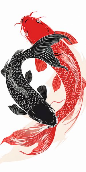 Plakat 50x100cm Yin i Yang Koi zdjęcie 1