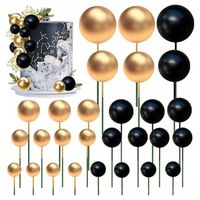 KULE ZŁOTE I CZARNE MIX KULE KULKI DEKORACJA NA TORT 50 SZTUK