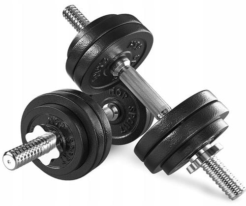 Hantle żeliwne 2x15kg zestaw z przedłużanym gryfem ryflowanym + na Arena.pl