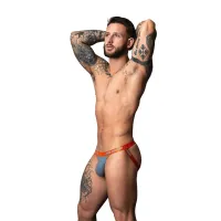 male power uplift jock l/xl szary/pomarańczowy z silikonową opaską boneyard