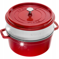 Staub La Cocotte Garnek żeliwny okrągły z wkładem 3.8 ltr czerwony