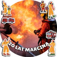 OPŁATEK NA TORT 30CM - STRAŻ STRAŻAK MUNDUR + IMIĘ + GRATIS! 24CM 26CM