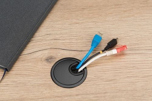 PRZEPUST KABLOWY METALOWY CZARNY OKRĄGŁY FI 60 MM PRZELOTKA BIURKA NA na Arena.pl