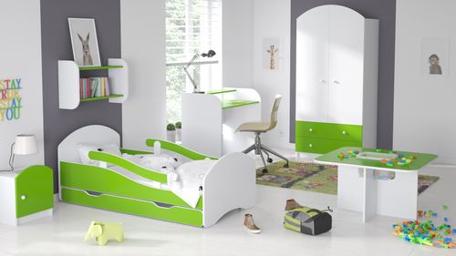 Łóżko dziecięce LEO 160x70 biało-limonkowe na Arena.pl