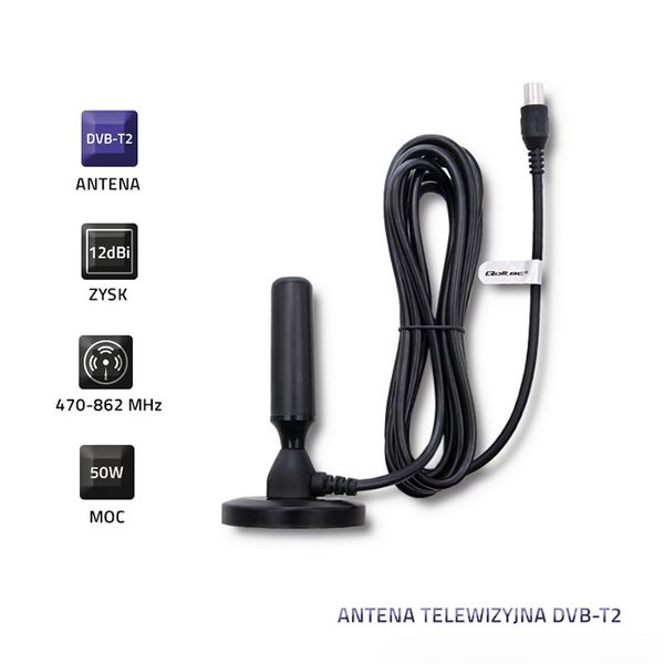Qoltec Antena telewizyjna DVB-T2 zdjęcie 3