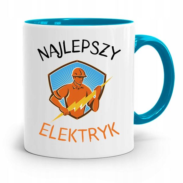 Kubek Błękitny Dla Najlepszego Elektryka Prezent Z Nadrukiem Ze Zdjęciem zdjęcie 1