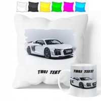 ZESTAW: KUBEK + POSZEWKA - SAMOCHÓD AUTO - PREZENT WIELE WZORÓW + IMIĘ