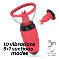 stymulator z ssaniem i wibrującymi językami crushious scarlet usb