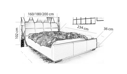 TAPICEROWANE ŁÓŻKO DO SYPIALNI 180X200 STELAŻ + POJEMNIK na Arena.pl