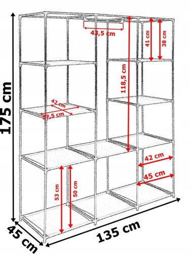 Szafa tekstylna z 10 półkami Mira Maxi - szara na Arena.pl