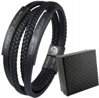 Bransoletka skórzana PODWÓJNA dzień OJCA dla TATY SYNA z GRAWEREM prezent