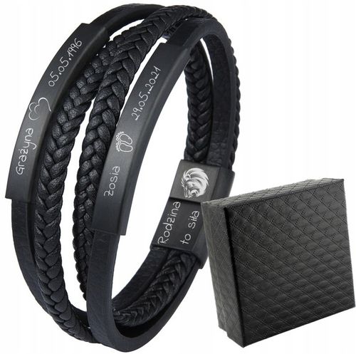 Bransoletka skórzana PODWÓJNA dzień OJCA dla TATY SYNA z GRAWEREM prezent na Arena.pl