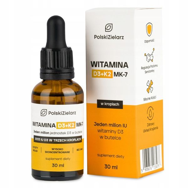 Witamina D3+K2 MK-7 w oleju 30ml 10000 IU z NATTO Polski Zielarz zdjęcie 1