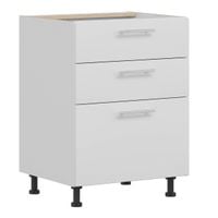 Tiffany T-20/D60S3 Biały połysk MDF szafka dolna, 3 szuflady, szybko
