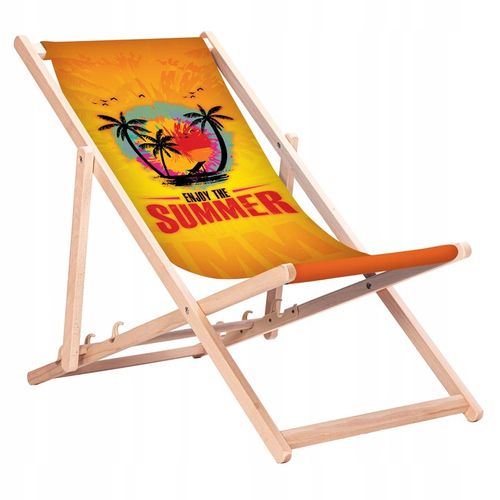 Leżak Drewniany Plażowy z Nadrukami Hello Summer Bukowe Leżaki KN127 na Arena.pl